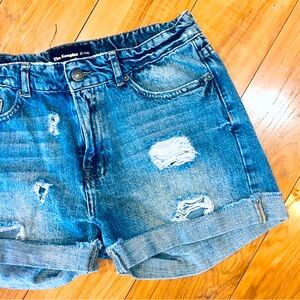 The Kooples Women's Distressed Blue Denim Shorts preppy boho beachy summer small